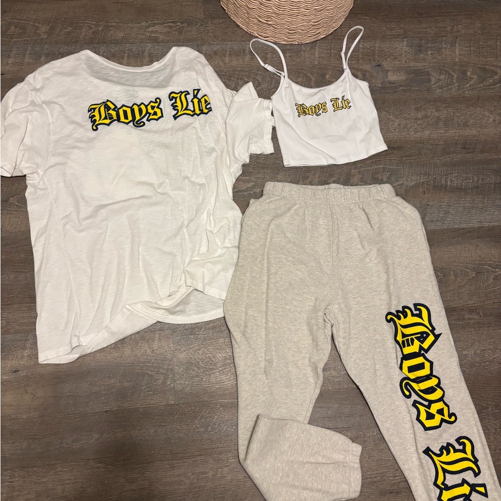 Boys Lie White Graphic Tank with Angel Logo